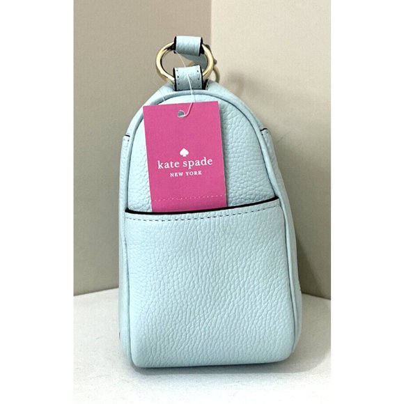New Kate Spade Smoosh Satchel Crossbody Leather Blue Glow - Picture 5 of 6